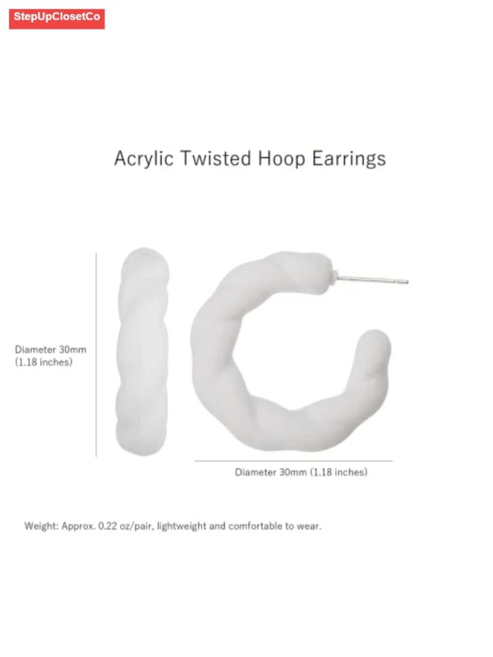 Twisted Rope Round Hoop Earrings Lightweight Acrylic C Shape Women's Jewelry